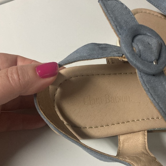 Clara Barson Silver Crystals Embellished Light Blue Suede Wedge Sandals 38EU 7.5 - Picture 14 of 14